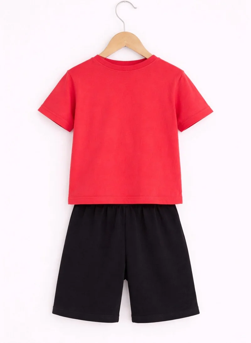 Victor And Jane  Boys Good Day Printed T-Shirt & Black Shorts Set for Men | Best Price UAE